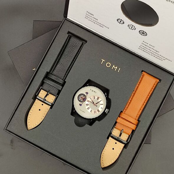 ساعة رجالية بتصميم كلاسيكي و حزامين قوية لمظهر أنيق - Tomi Montre Pour Homme Avec Design Classique
